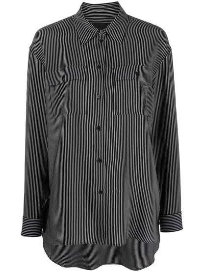 Stripe-Print Silk Shirt