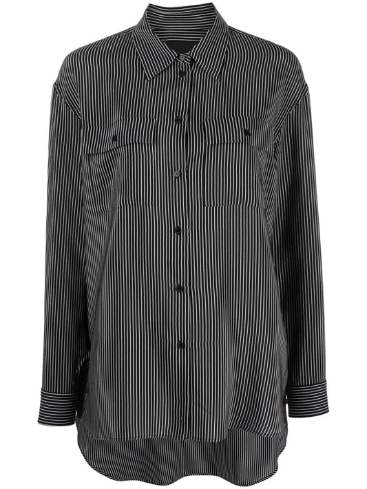 Stripe-Print Silk Shirt