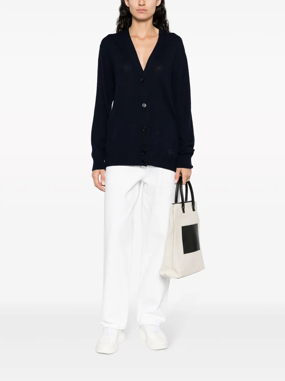 V-Neck Fine-Knit Cardigan