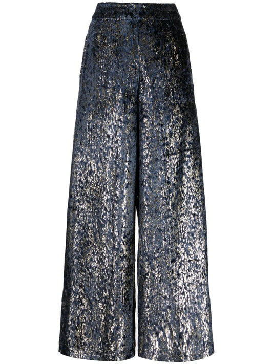 Full-Jacquard Palazzo Trousers