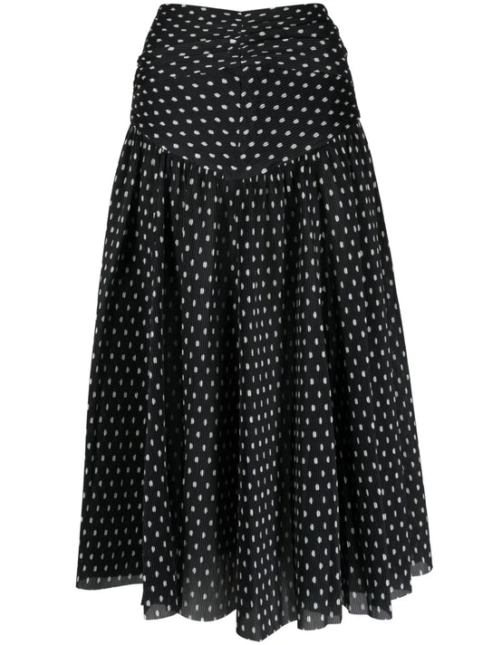Polka-Dot Print Pleated Skirt