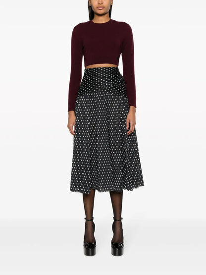 Polka-Dot Print Pleated Skirt