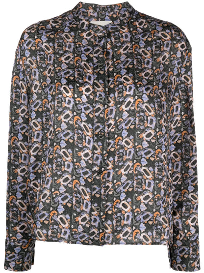 Leidy Geometric-Print Long-Sleeve Shirt