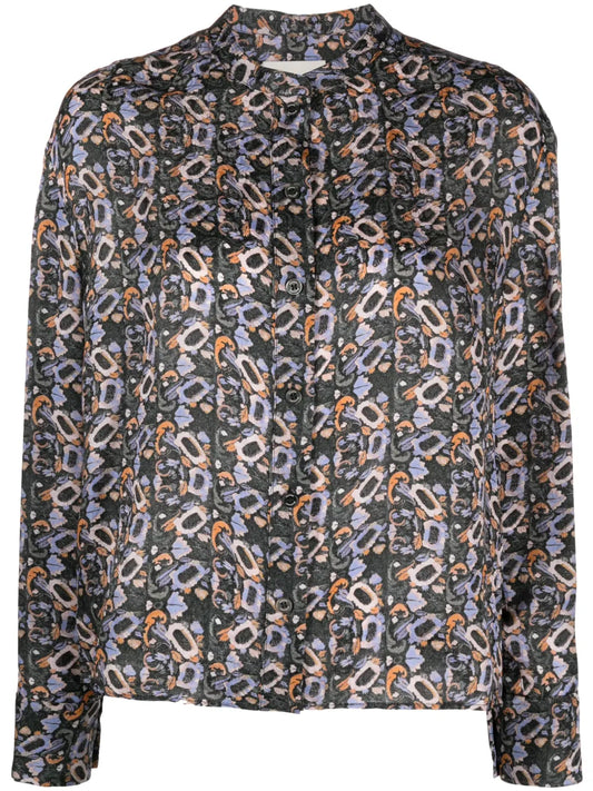 Leidy Geometric-Print Long-Sleeve Shirt