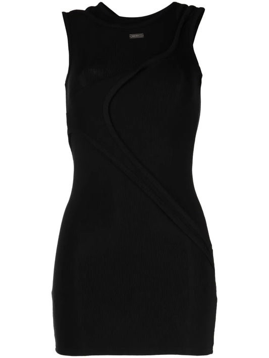 Cut-Out Detailing Ribbed-Knit Dress