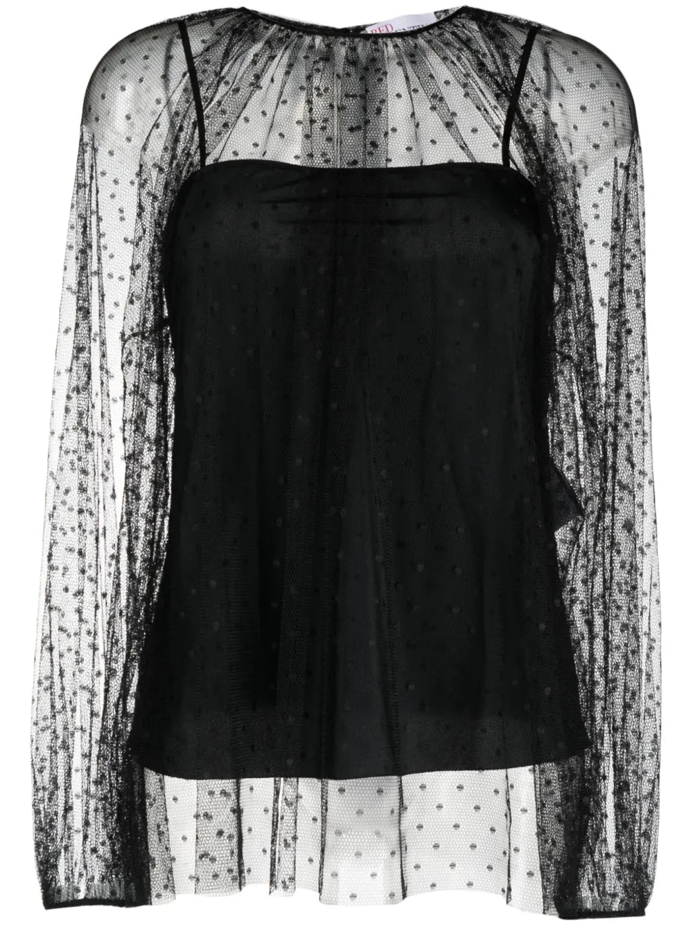 Ballon-Sleeved Tulle Blouse
