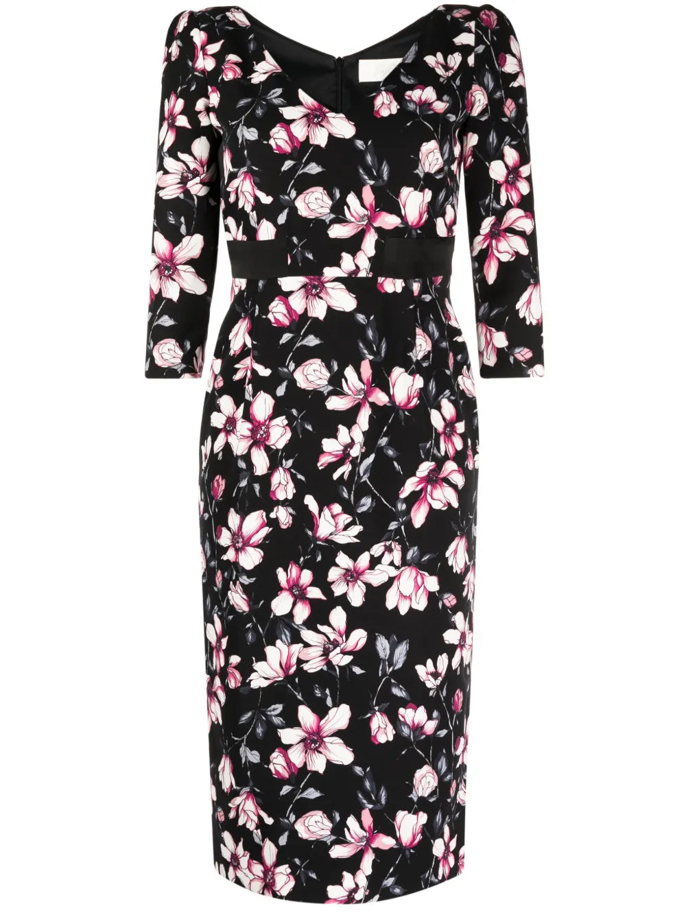 Scarlet Magnolia-Print Midi Dress