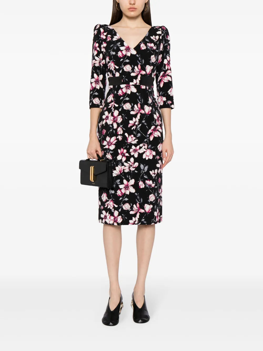 Scarlet Magnolia-Print Midi Dress