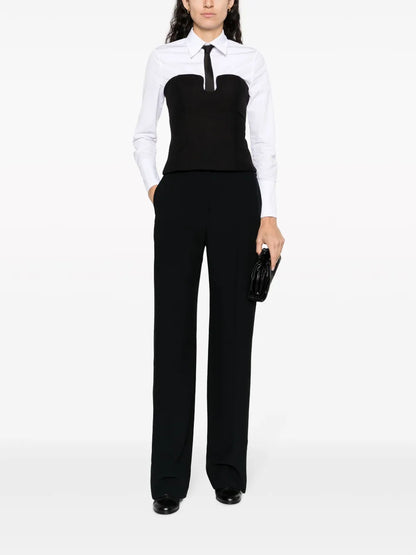 Satin-Trim Cotton Trousers
