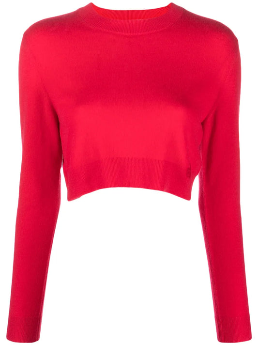 Logo-Embroidered Cropped Jumper