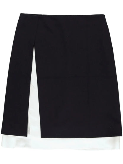 Contrasting-Border Zip-Up Skirt