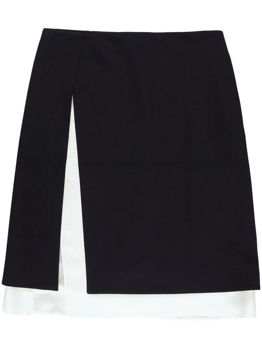 Contrasting-Border Zip-Up Skirt