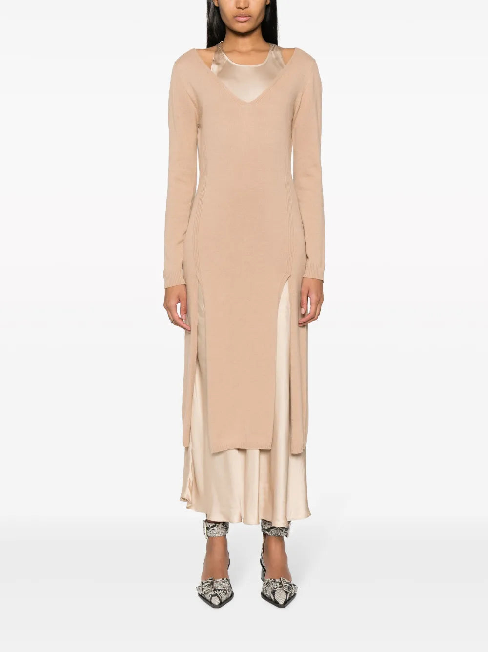 Long-Sleeve Layered Jumper Dress