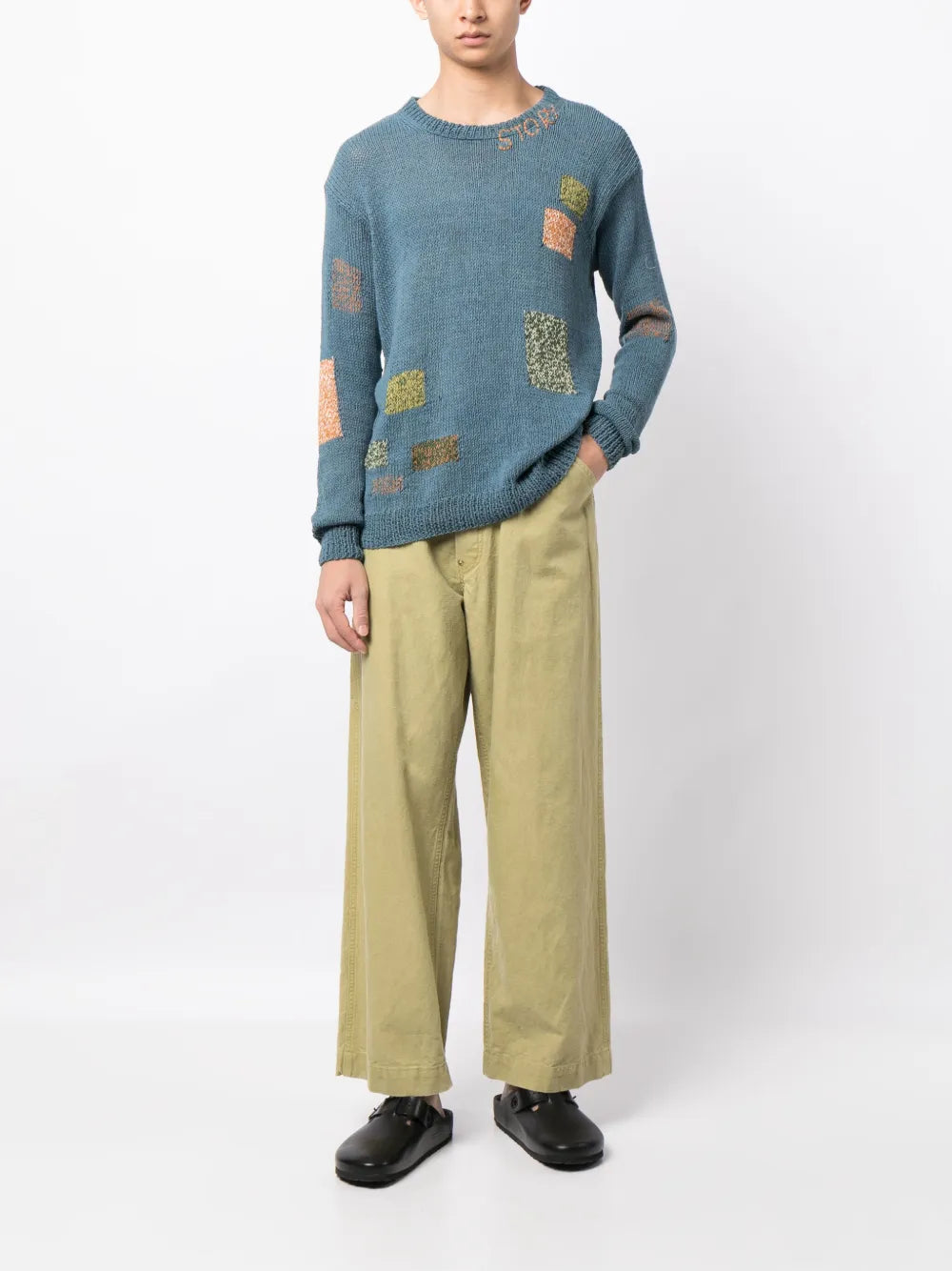 Spinning Geometric Intarsia-Knit Jumper