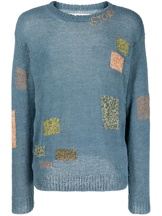 Spinning Geometric Intarsia-Knit Jumper