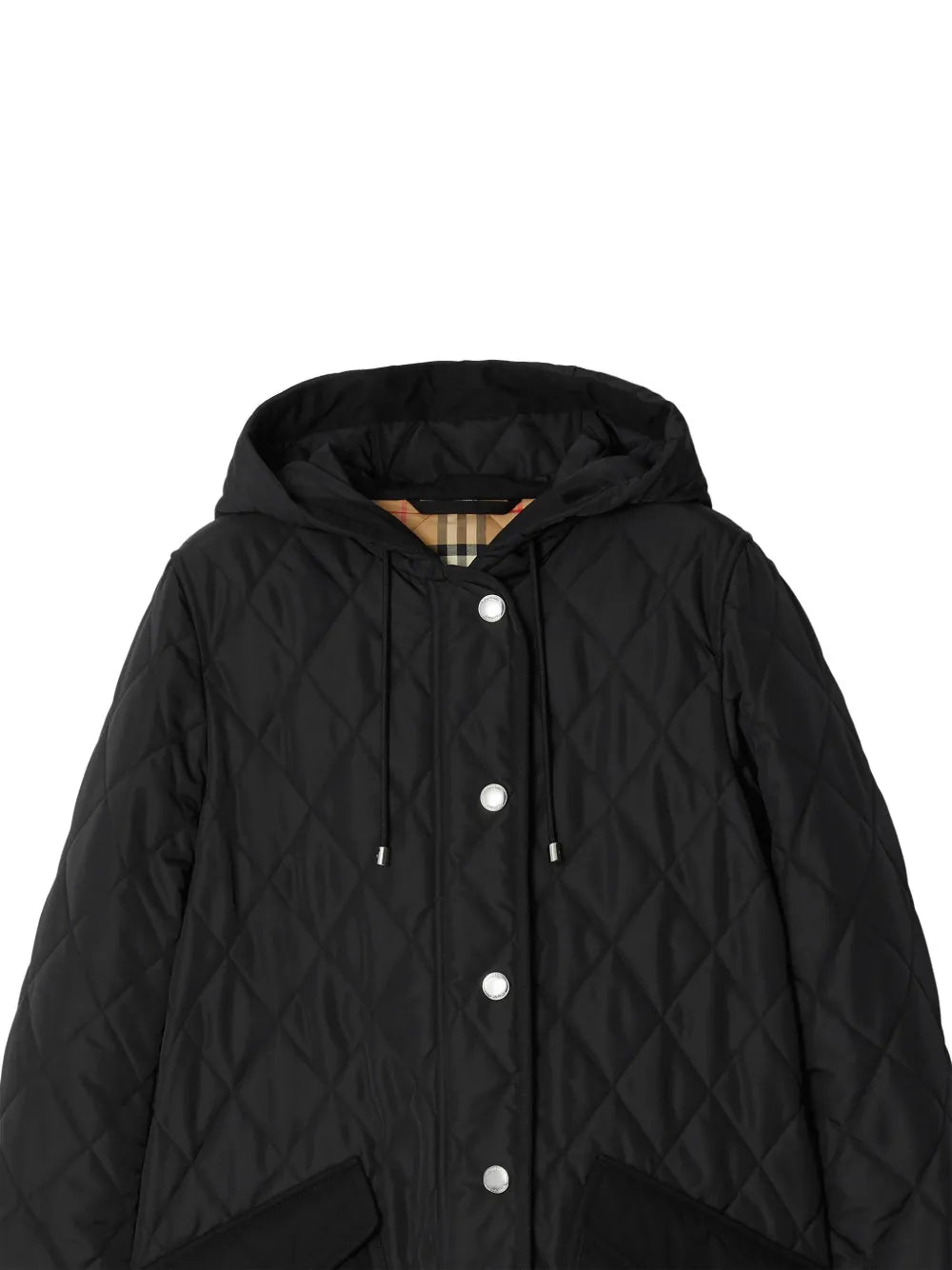 Diamond-Quilted Hooded Coat