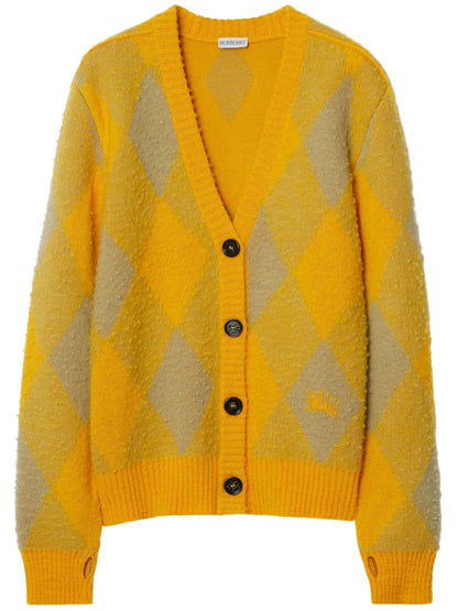 Argyle Patterned-Jacquard Wool Cardigan