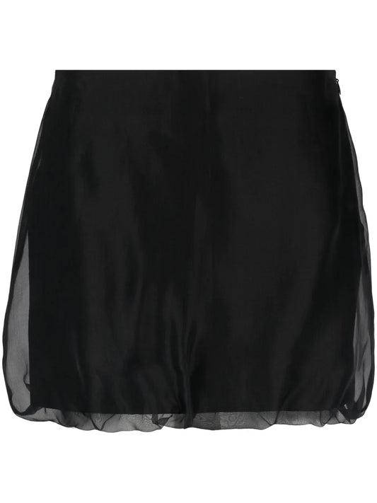 Satin-Finish Silk Miniskirt
