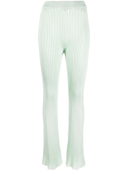 Fully-Pleated Flared-Leg Trousers
