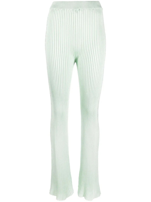 Fully-Pleated Flared-Leg Trousers