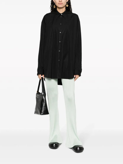 Fully-Pleated Flared-Leg Trousers