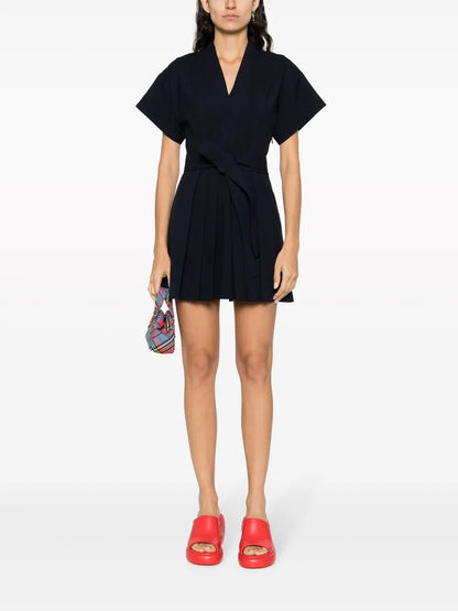 Pleated Wrap Minidress