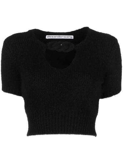 Chain-Detail Cropped Knitted Top