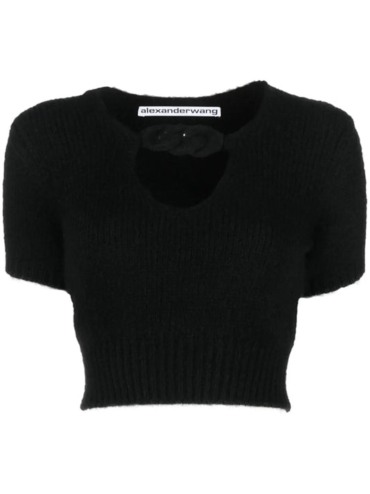 Chain-Detail Cropped Knitted Top