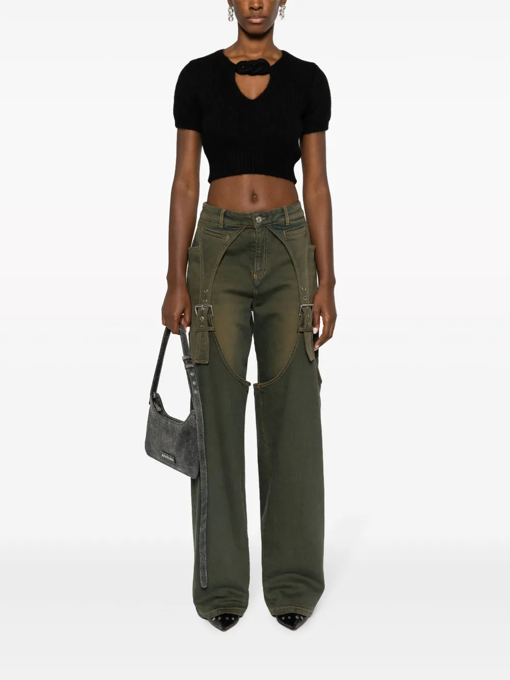 Chain-Detail Cropped Knitted Top