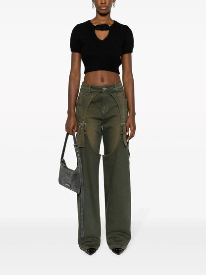 Chain-Detail Cropped Knitted Top