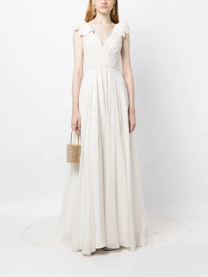 Alma Pleated Sequin Bridal Gown