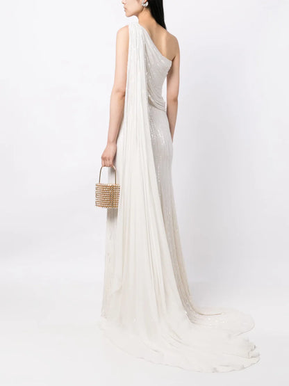 Oline One-Shoulder Sequinned Dress