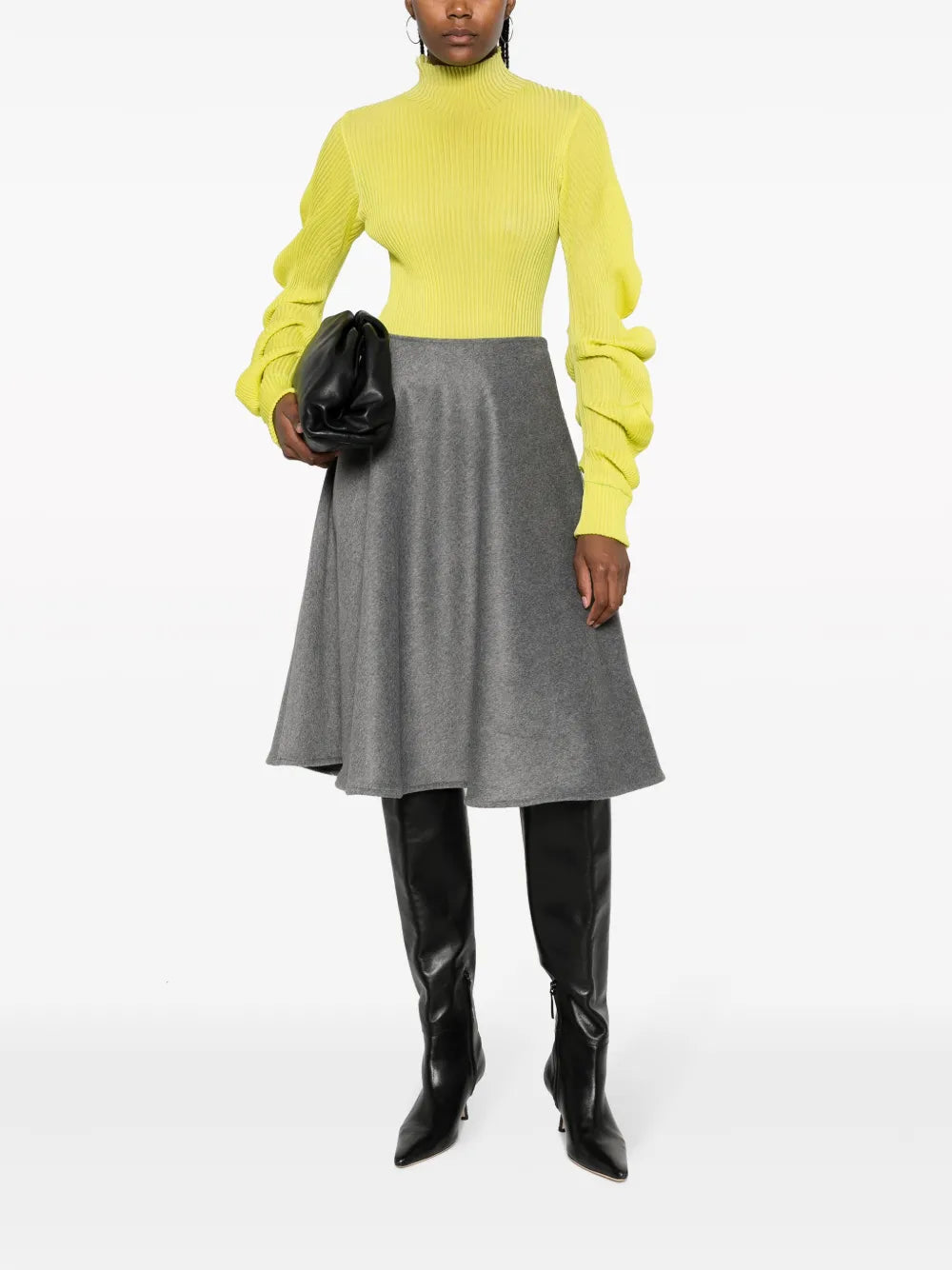 A-Line Flared Mélange Midi Skirt