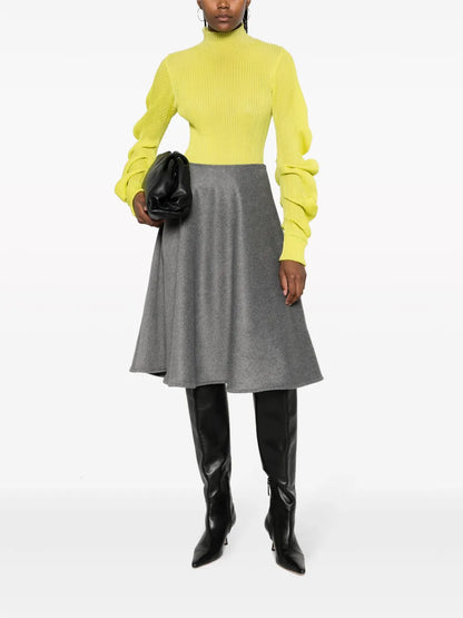 A-Line Flared Mélange Midi Skirt
