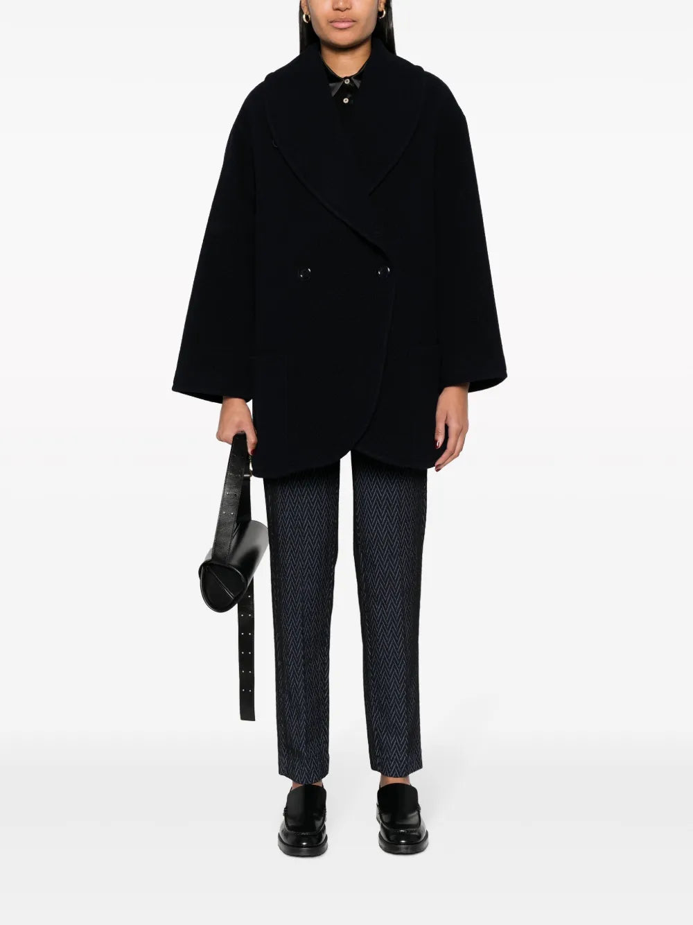 Chevron-Jacquard Cropped Trousers