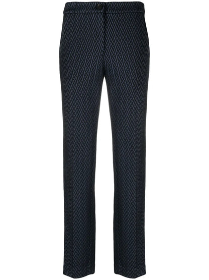 Chevron-Jacquard Cropped Trousers