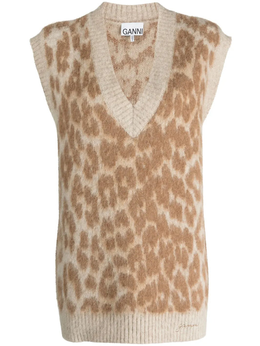 Leopard-Jacquard Vest