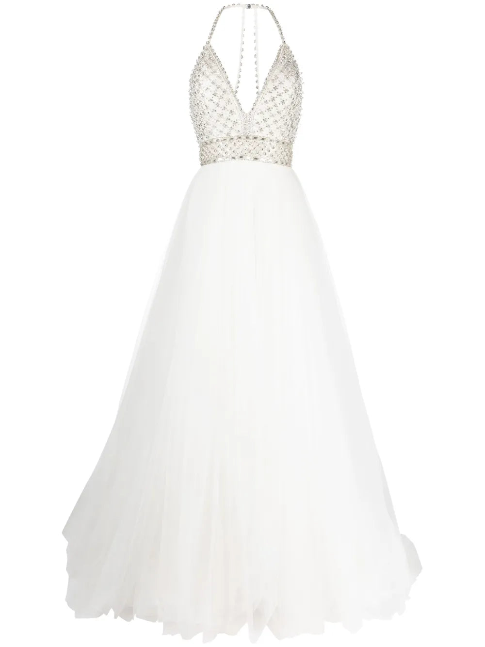 Eva Crystal-Embellished Halterneck Gown