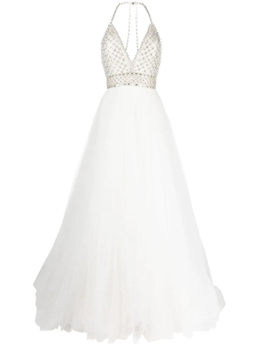 Eva Crystal-Embellished Halterneck Gown