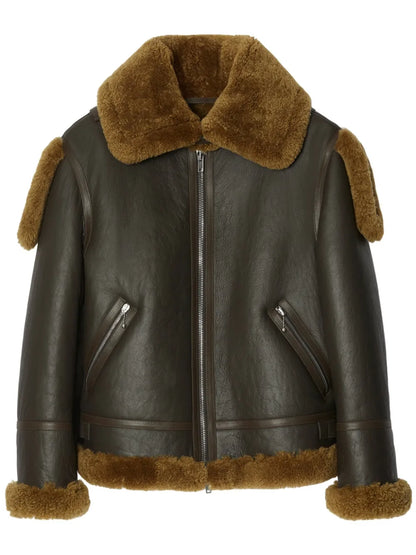 Shearling Leather Aviator Jacket