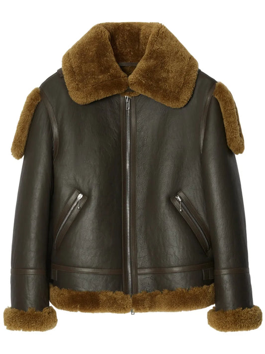 Shearling Leather Aviator Jacket