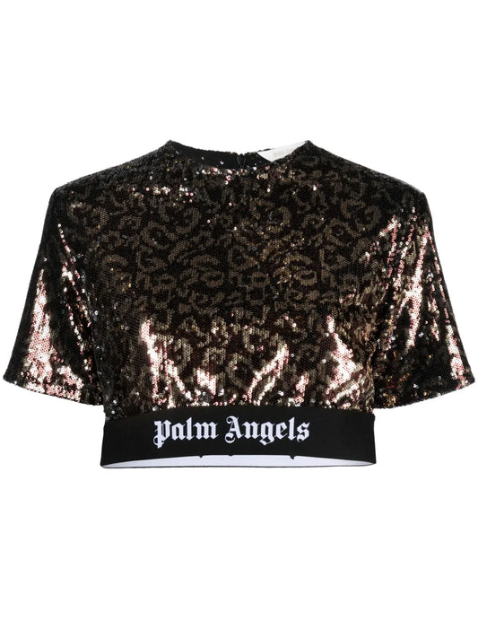 Sequin-Embellished Crop Top