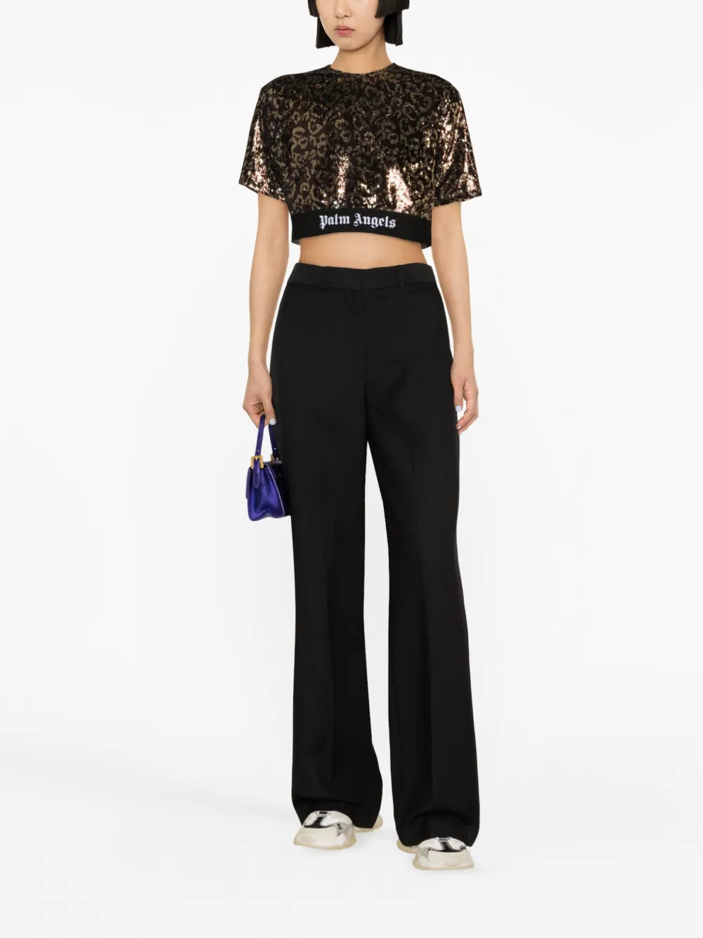 Sequin-Embellished Crop Top