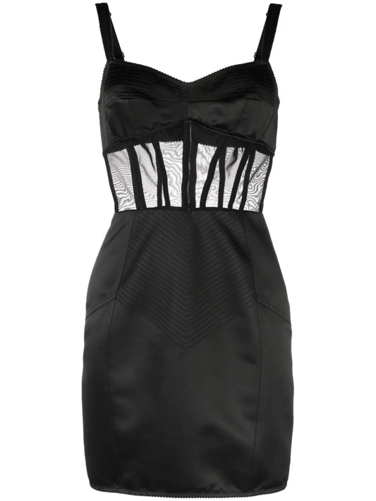 Panelled Silk-Satin Corset Dress
