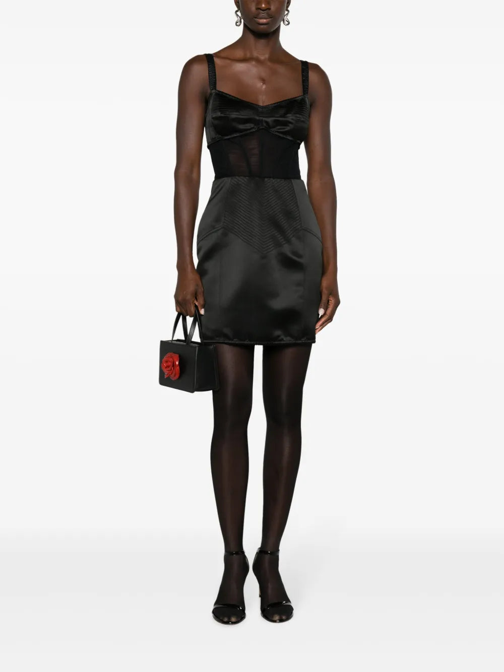 Panelled Silk-Satin Corset Dress