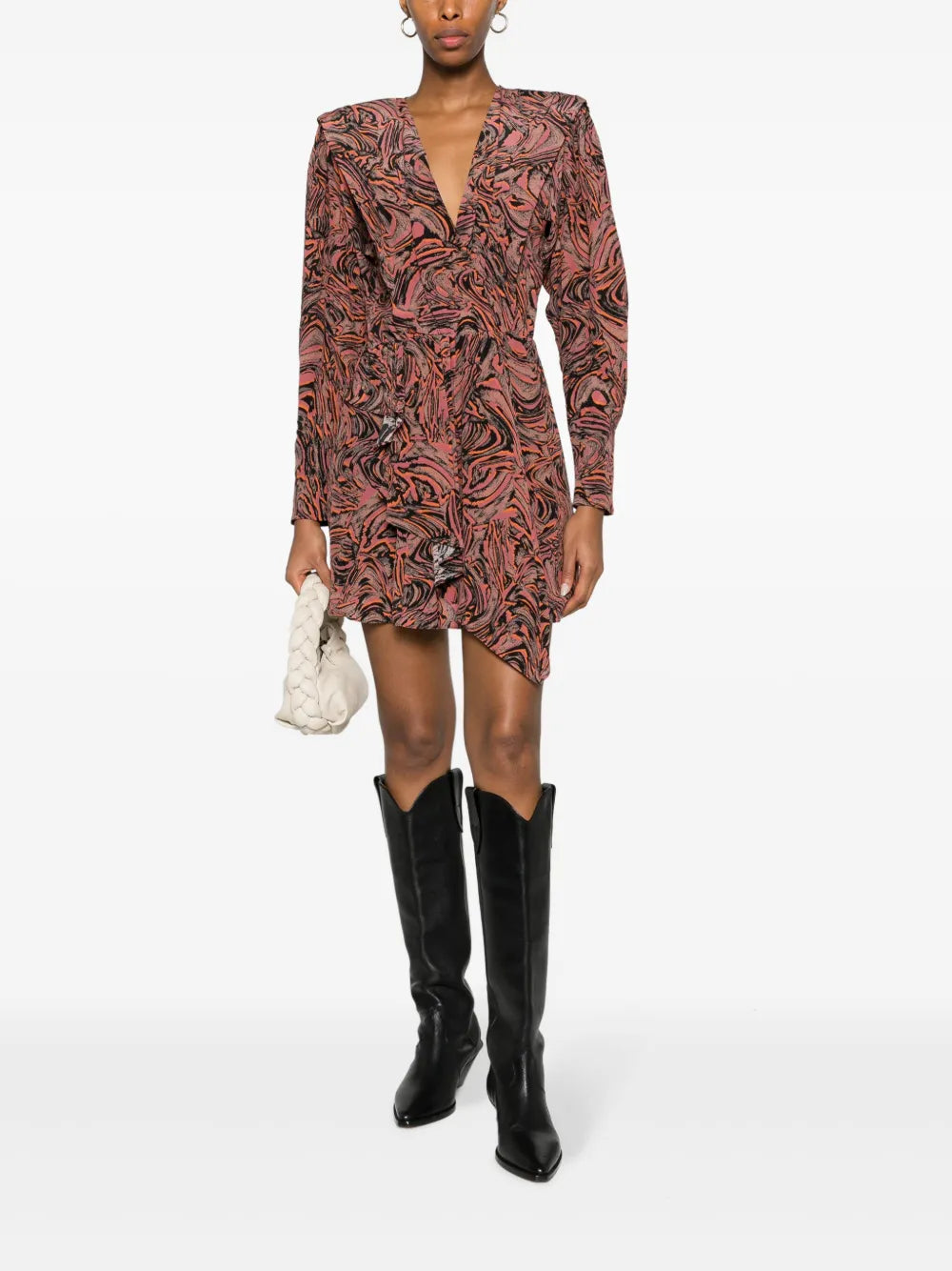 Masca Swirl-Print Silk Minidress