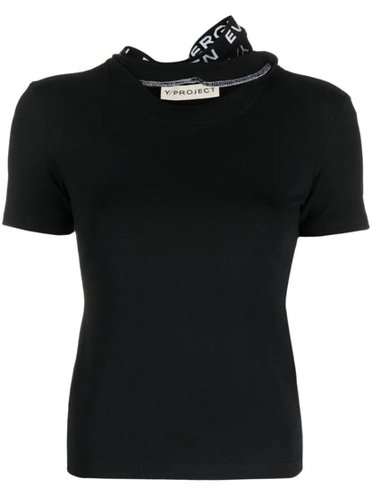 Logo-Jacquard Triple-Collar T-Shirt