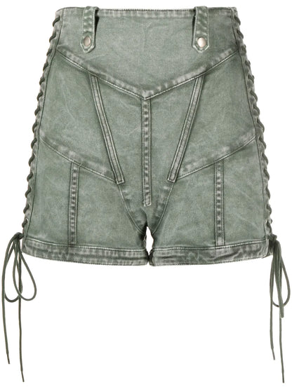 Lace-Up Denim Shorts