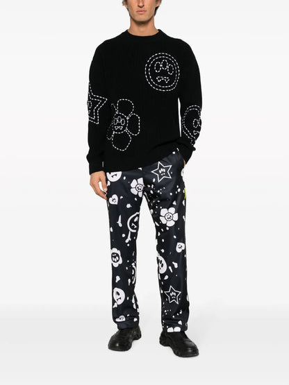 Embroidered Ribbed-Knit Jumper
