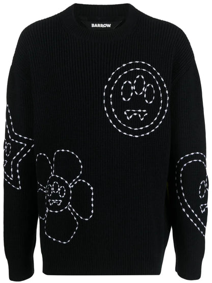 Embroidered Ribbed-Knit Jumper